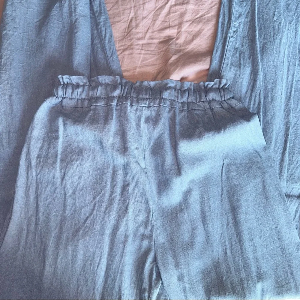 Blue Linen Pants - Picture 2 of 3